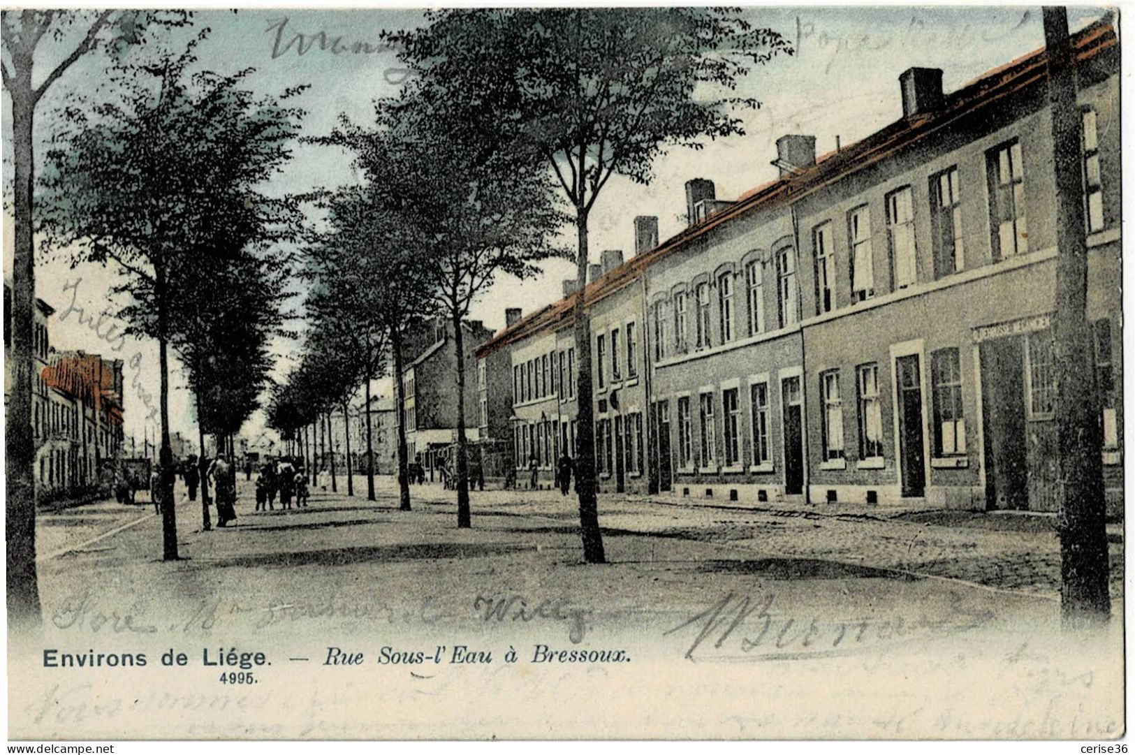 Rue Sous-L'Eau à Bressoux Colorée Et Circulée En 1903 - Autres & Non Classés