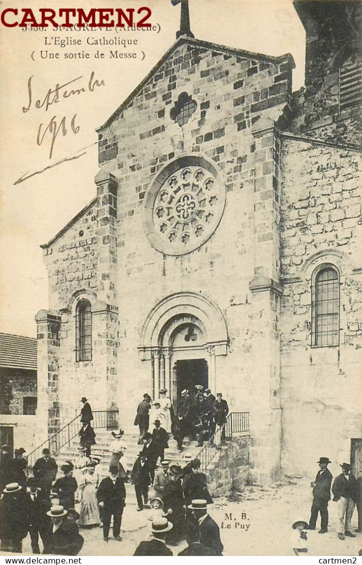 SAINT-AGREVE EGLISE CATHOLIQUE SORTIE DE MESSE 07 ARDECHE - Autres & Non Classés