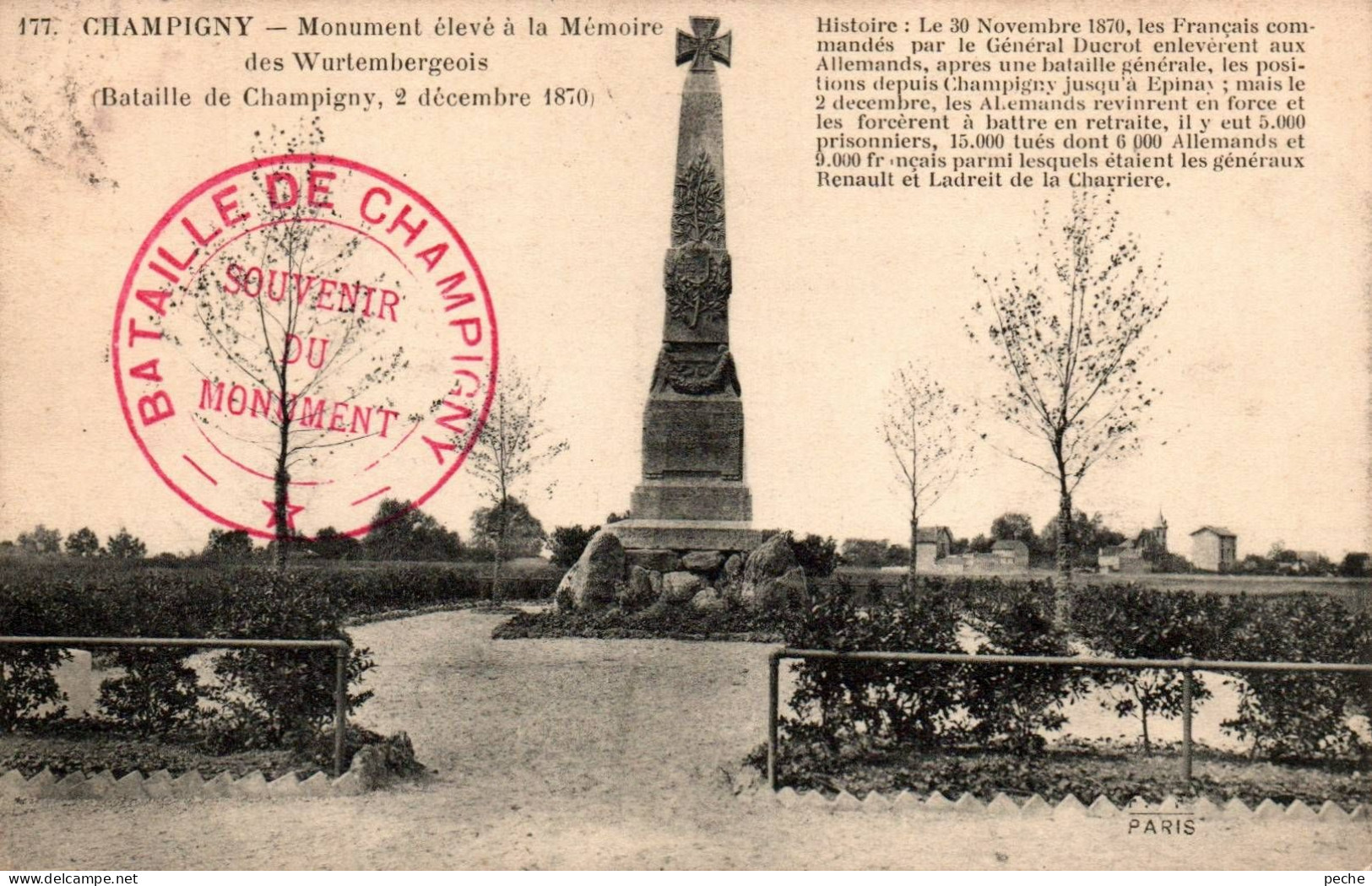 N°2965 W -cpa Champigny -monument élevé à La Mémoire Des Wurtembergeois- - Champigny Sur Marne