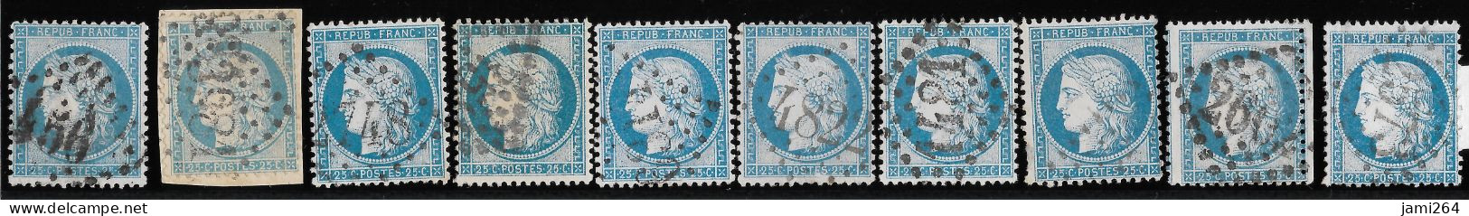 TIMBRES CÉRÈS N° 60 Type 1, N°96 à 100  G3 ; Différents états G3 ;  Rare ;TB - 1871-1875 Cérès