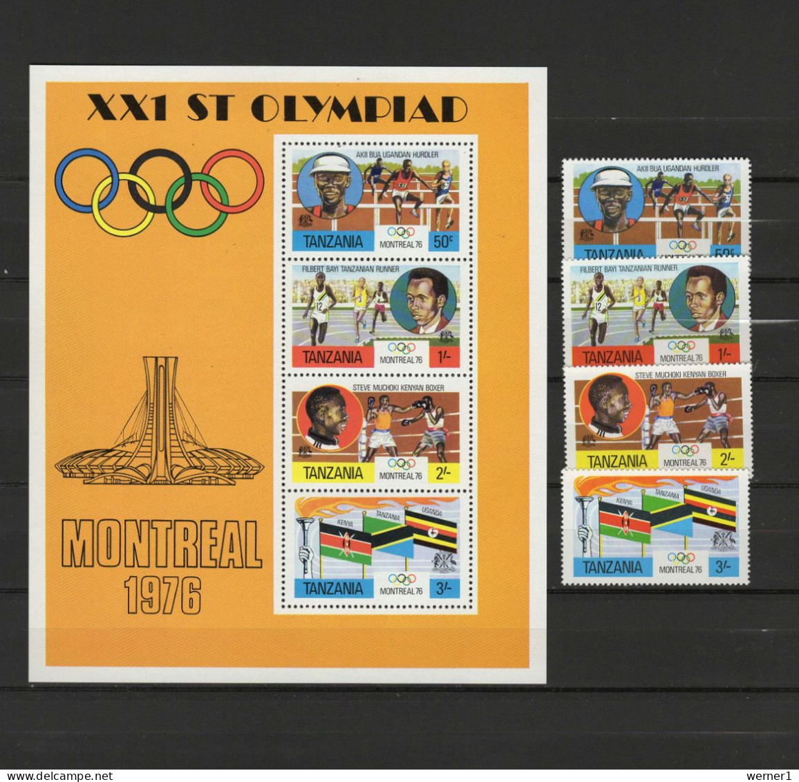 Tanzania 1976 Olympic Games Montreal, Athletics, Boxing Set Of 4 + S/s MNH - Ete 1976: Montréal