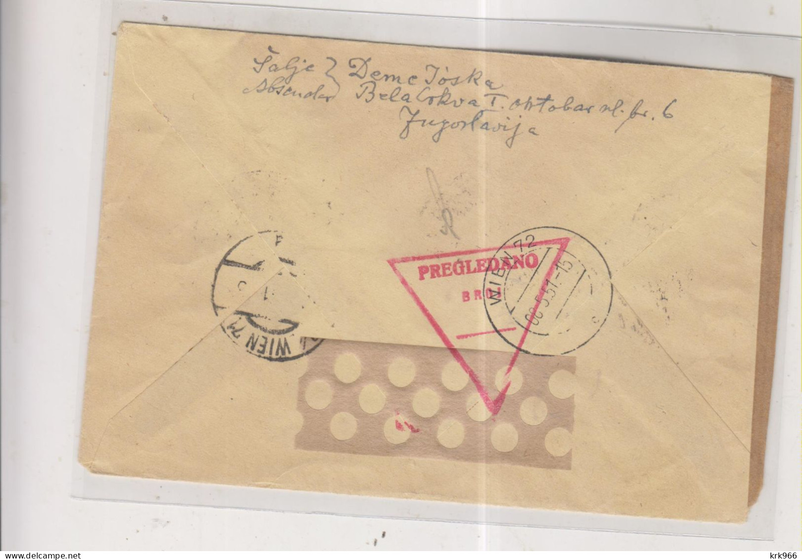 YUGOSLAVIA,1951 BEOGRAD Registered  Censored Postal Stationery Cover To Austria - Briefe U. Dokumente