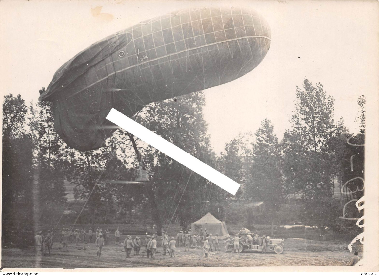 DANS L'AISNE - Photo Originale De L' Élévation D'un Ballon D' Observation - War, Military