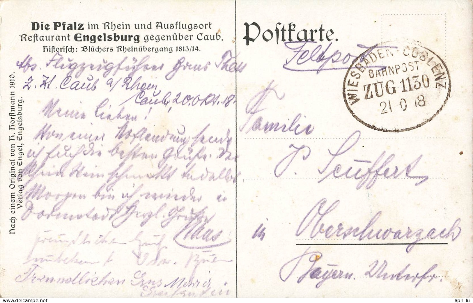 Bahnpost (Ambulant; R.P.O./T.P.O.) Wiesbaden-Coblenz (ZA2614) - Lettres & Documents