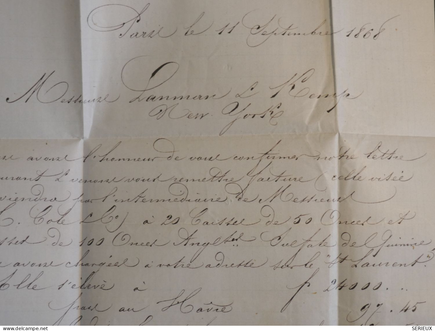 C  FRANCE   LETTRE  RARE 1868   ETOILE DE PARIS N° 12 A NEW YORK U+ETATS UNIS + N° 28 +AFF. INTERESSANT++ - 1849-1876: Période Classique