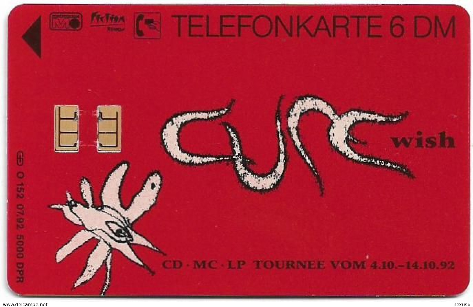 Germany - The Cure - Wish - O 0152 - 07.1992, 6DM, 5.000ex, Mint - O-Serie : Serie Clienti Esclusi Dal Servizio Delle Collezioni
