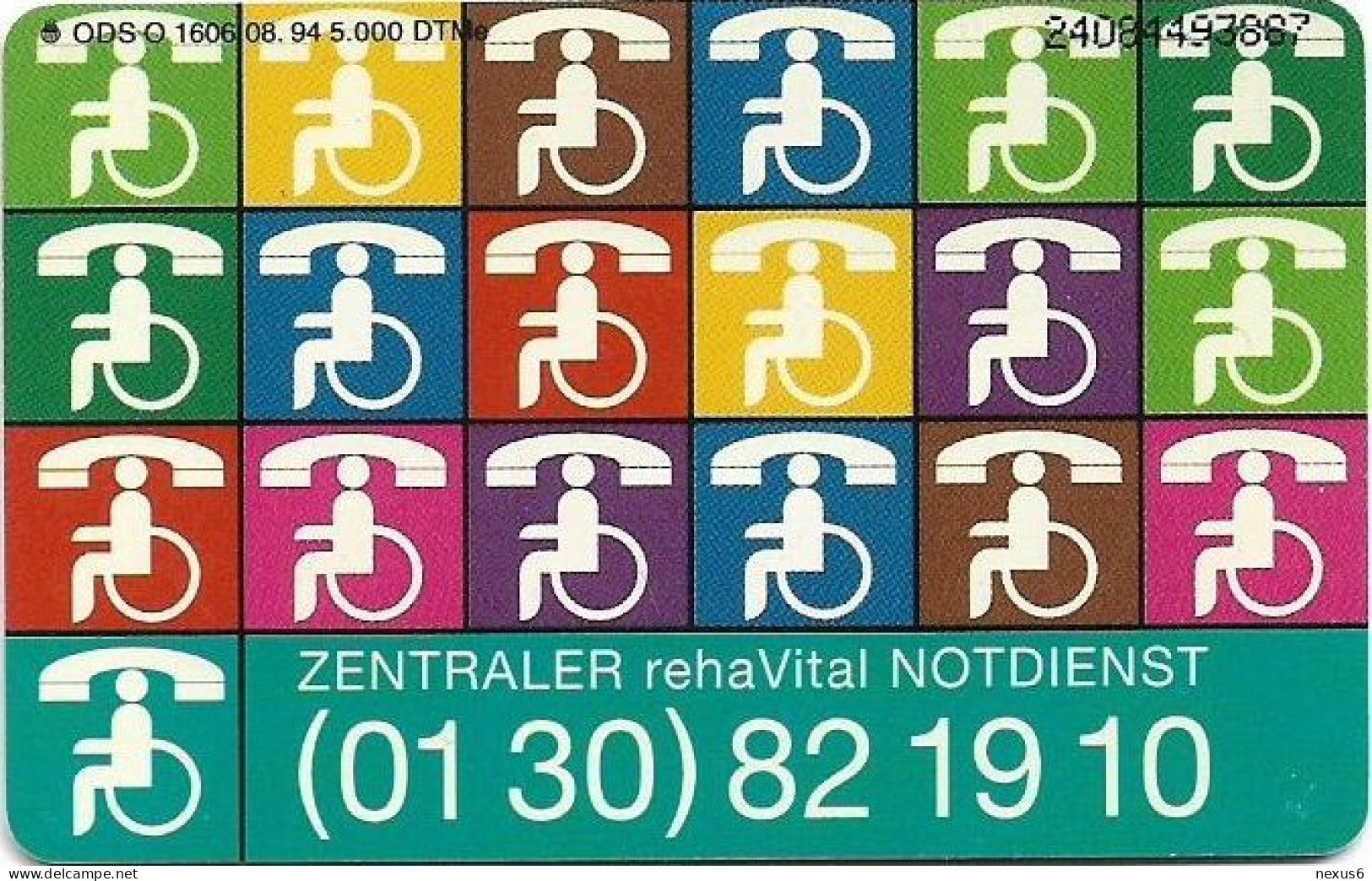 Germany - Zentraler RehaVital Notdienst - O 1606 - 08.1994, 5.000ex, 6DM, Used - O-Serie : Serie Clienti Esclusi Dal Servizio Delle Collezioni