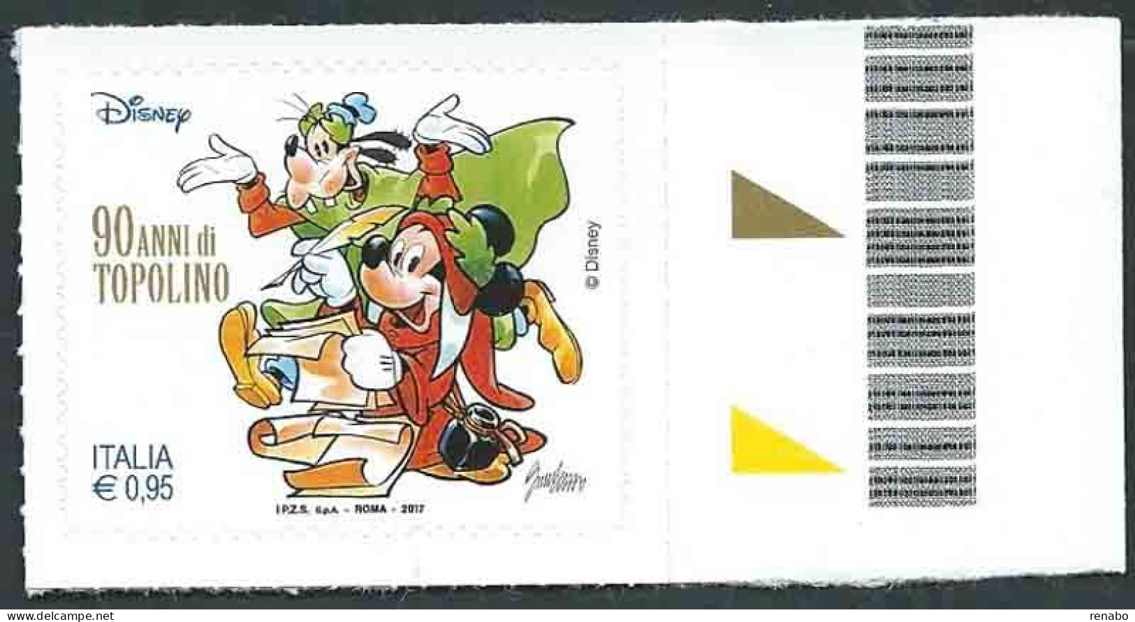 Italia 2017; 90° Anniversario Dei Fumetti Disney In Italia, Topolino Come Dante. Bordo A Destra - 2011-20: Neufs