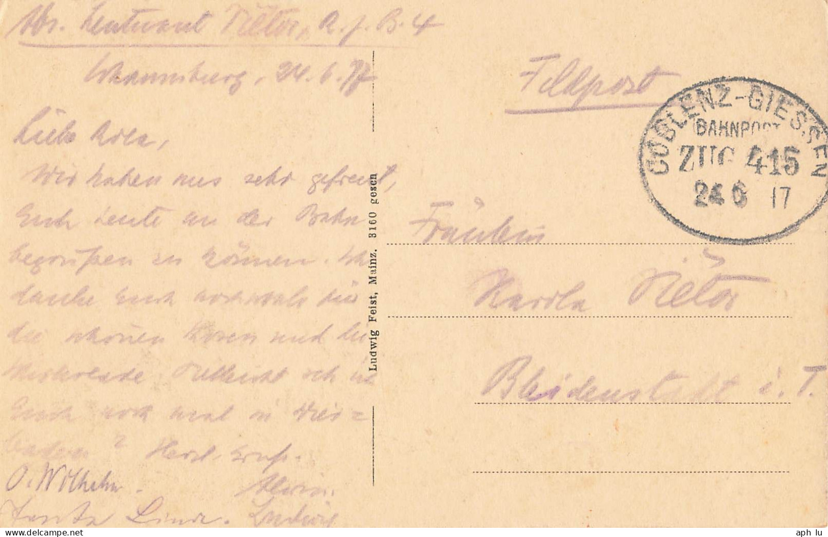 Bahnpost (Ambulant; R.P.O./T.P.O.) Coblenz-Giessen (ZA2620) - Lettres & Documents