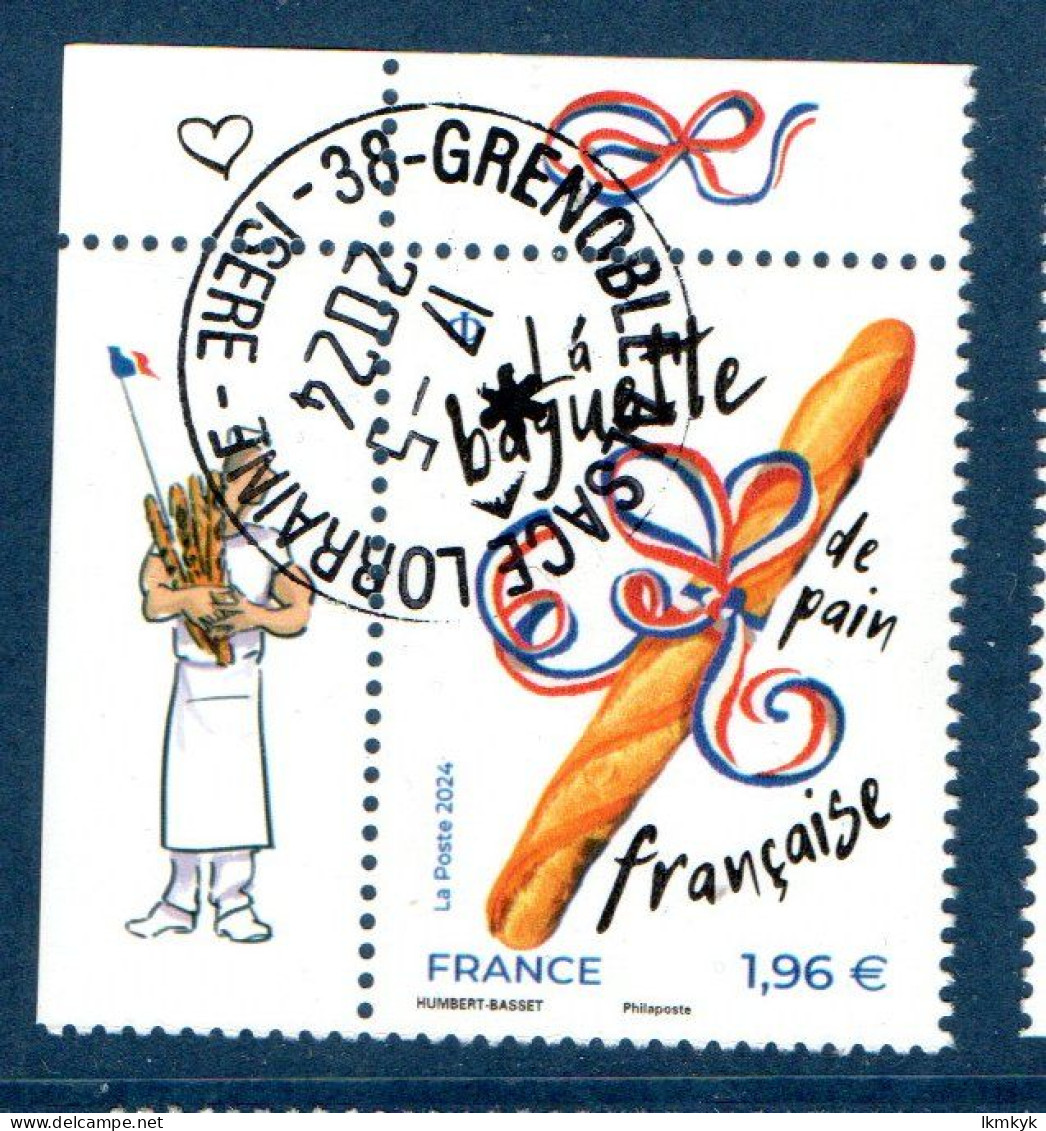 France 2024.La Baguette De Pain Française.Cachet Rond Gomme D'origine - Oblitérés