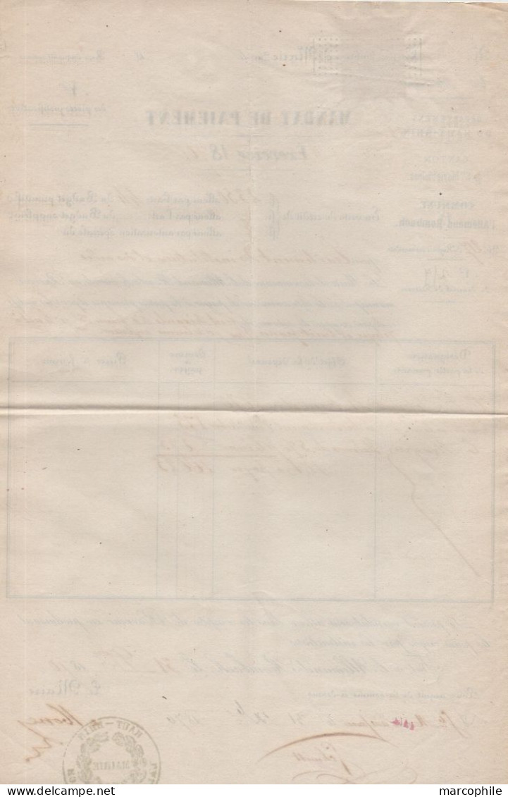 L'ALLEMAND ROMBACH - LE FRANC - ALSACE - CANTON DE SAINTE MARIE AUX MINES / 1870 FISCAL SUR DOCUMENT  (ref 7536) - Lettres & Documents