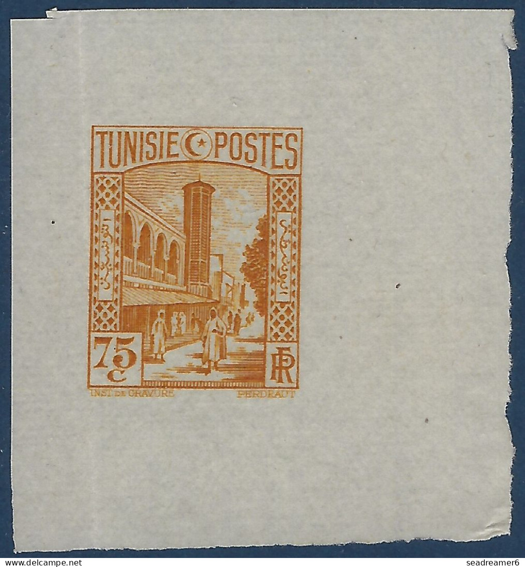 TUNISIE Mini épreuve D'atelier Type M MOSQUÉE HALFAOUINE A TUNIS 1931 Du N°172 75c Ocre Rare ! - Andere & Zonder Classificatie