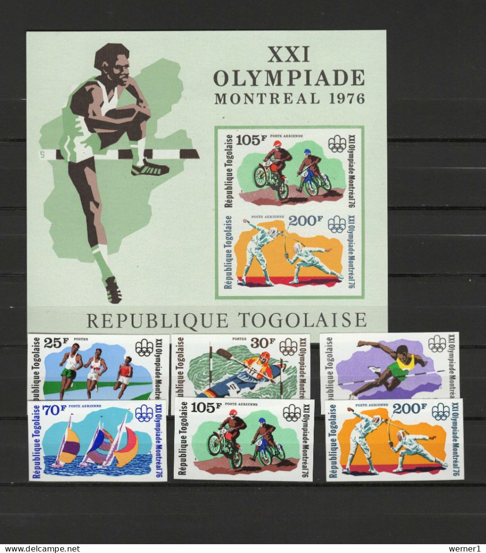 Togo 1976 Olympic Games Montreal, Fencing, Motor Cycle Etc. Set Of 6 + S/s Imperf. MNH -scarce- - Ete 1976: Montréal