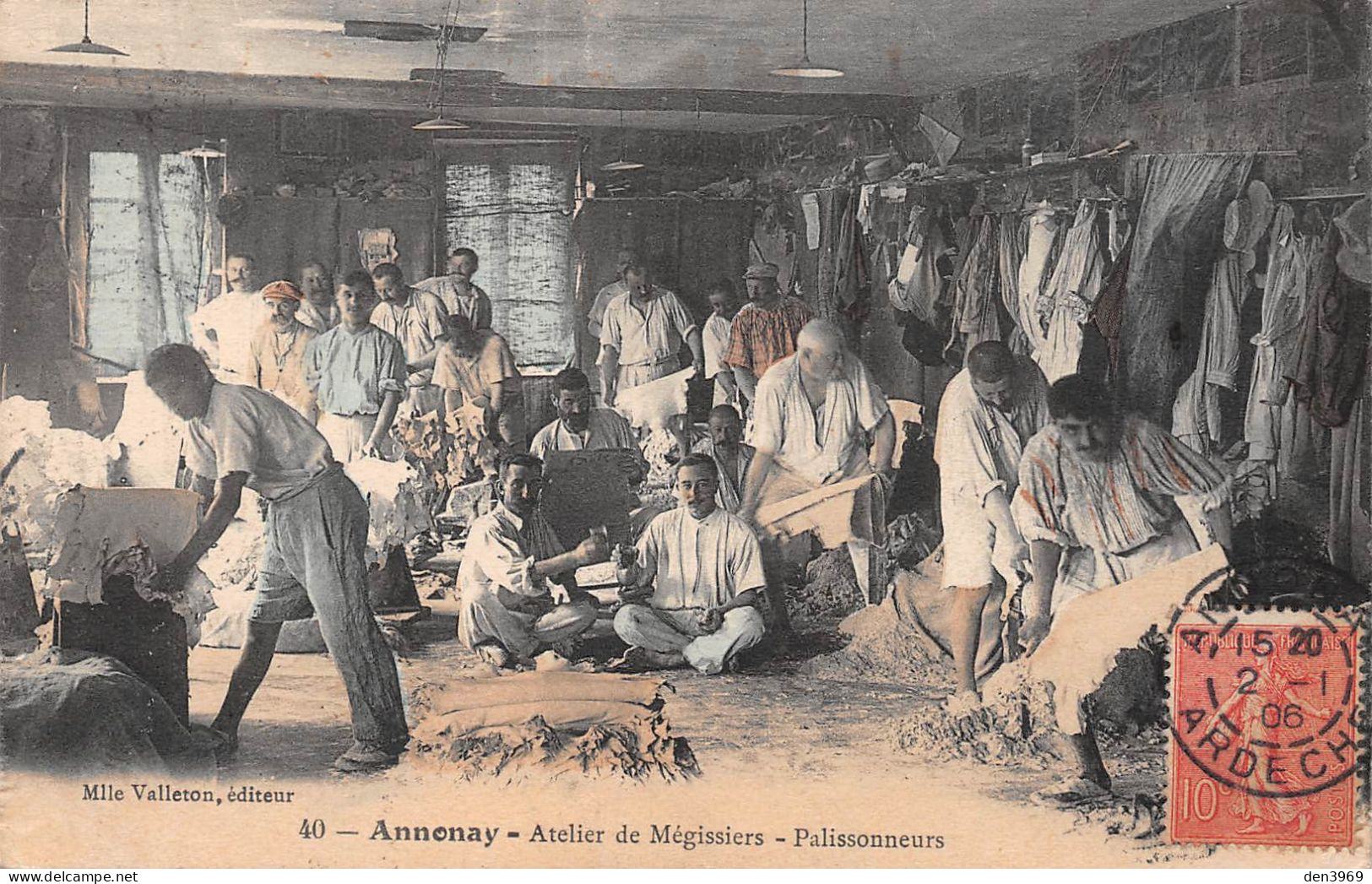 ANNONAY (Ardèche) - Atelier De Mégissiers-Palissonneurs - Tirage Couleurs - Voyagé 1906 (2 Scans) - Annonay