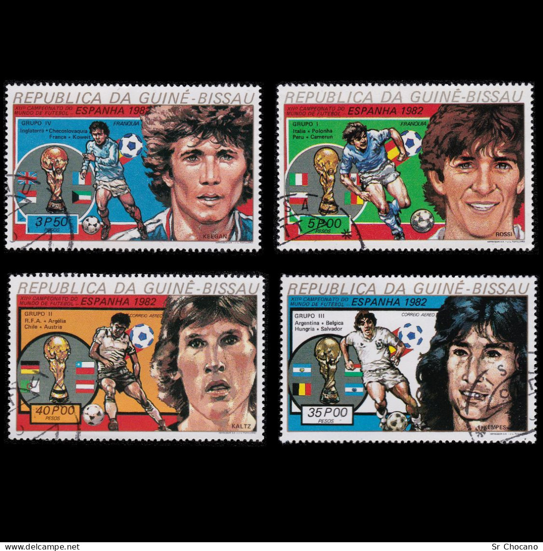 WORD CUP FOOTBALL.BISSAU.1982.Soccer Players .SET 4 USED - Sonstige & Ohne Zuordnung