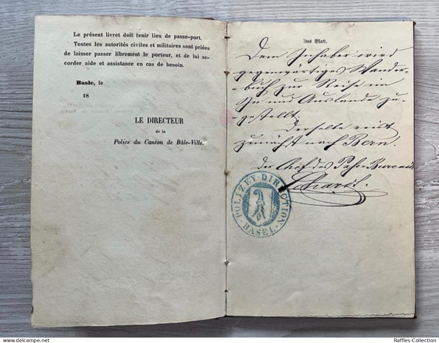 Swiss Switzerland Suisse Canton Basel 1856 Passport & Workbook, Lots Of Visas Passeport Reisepass Pasaporte Passaporto - Historical Documents