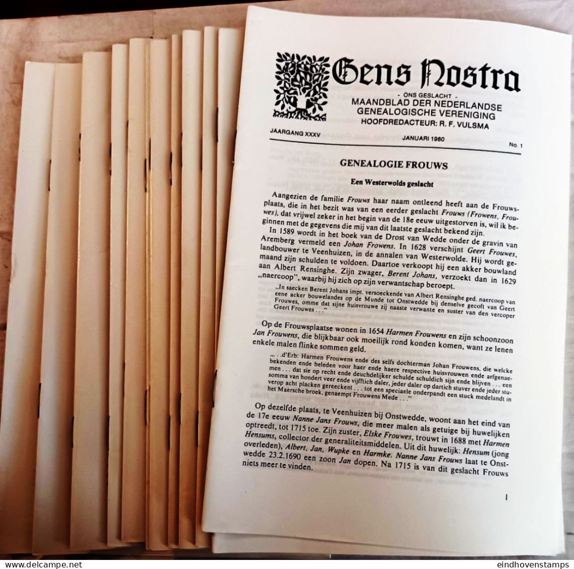 Gens Nostra 1980,Genealogische Vereniging, Jaargang 1980 Compl, Jaargang 35, 408 Pag, - Other & Unclassified