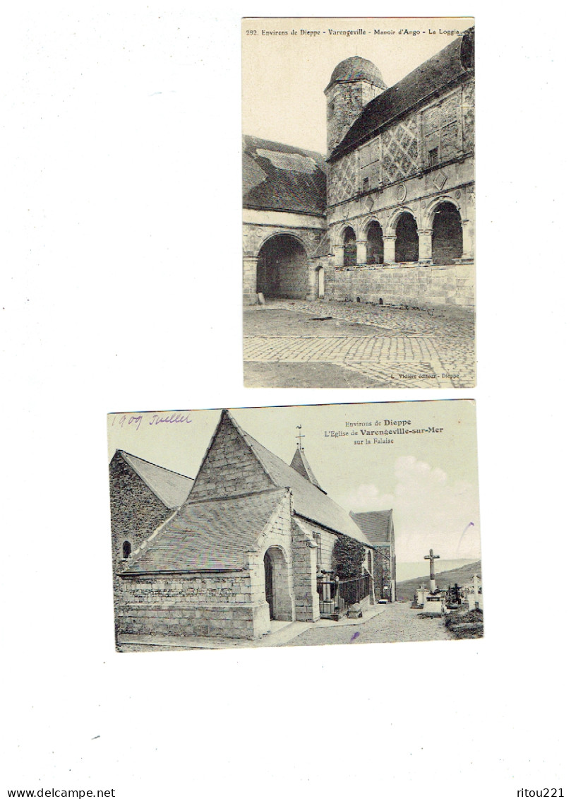 Lot 2 Cpa - 76 - Varengeville - Manoir D'Ango La Loggia // église Sur La Falaise - - Varengeville Sur Mer