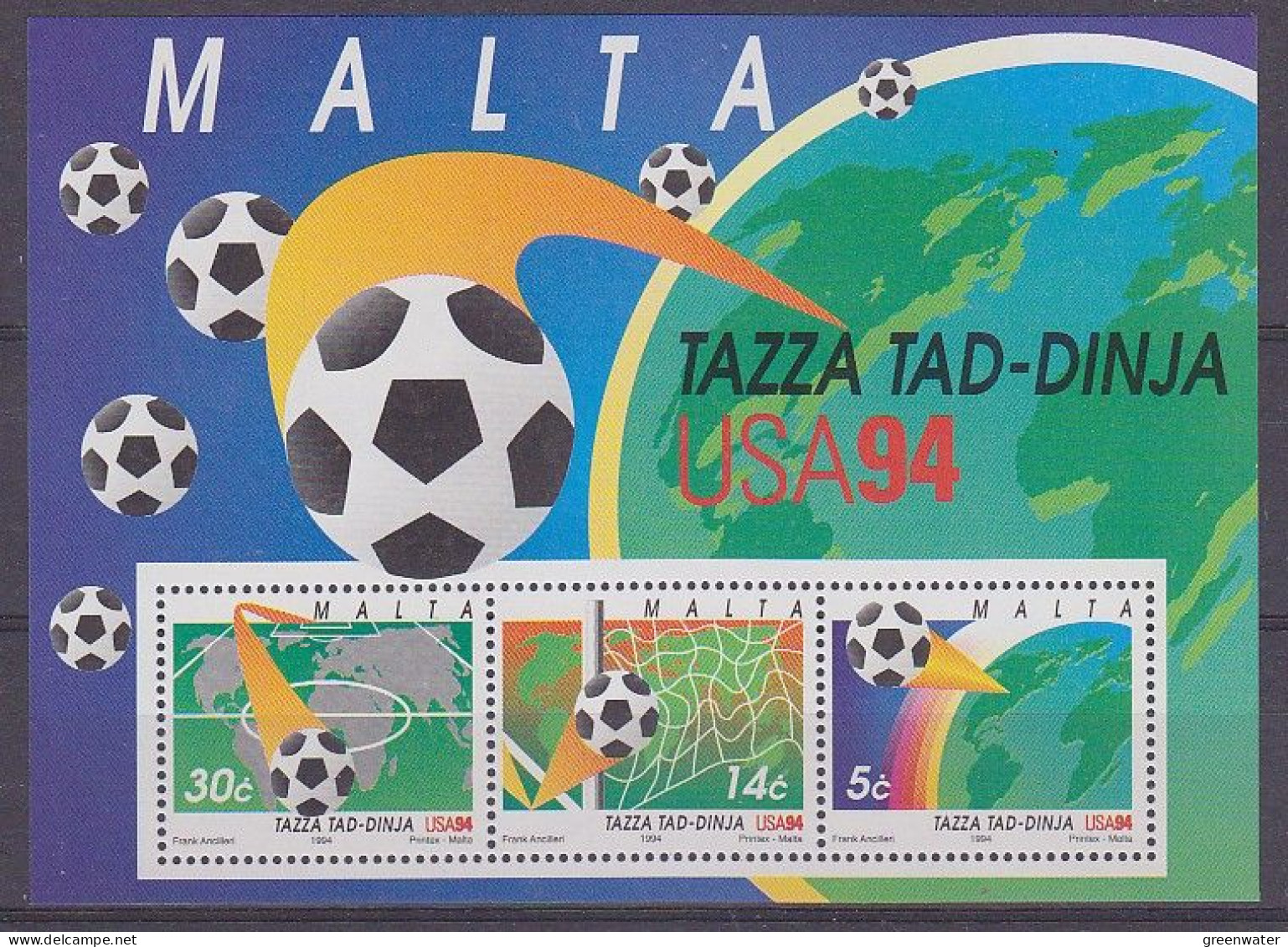 Malta 1994 World Cup USA Football M/s ** Mnh  (59875) CRAZY PRICE - Malte