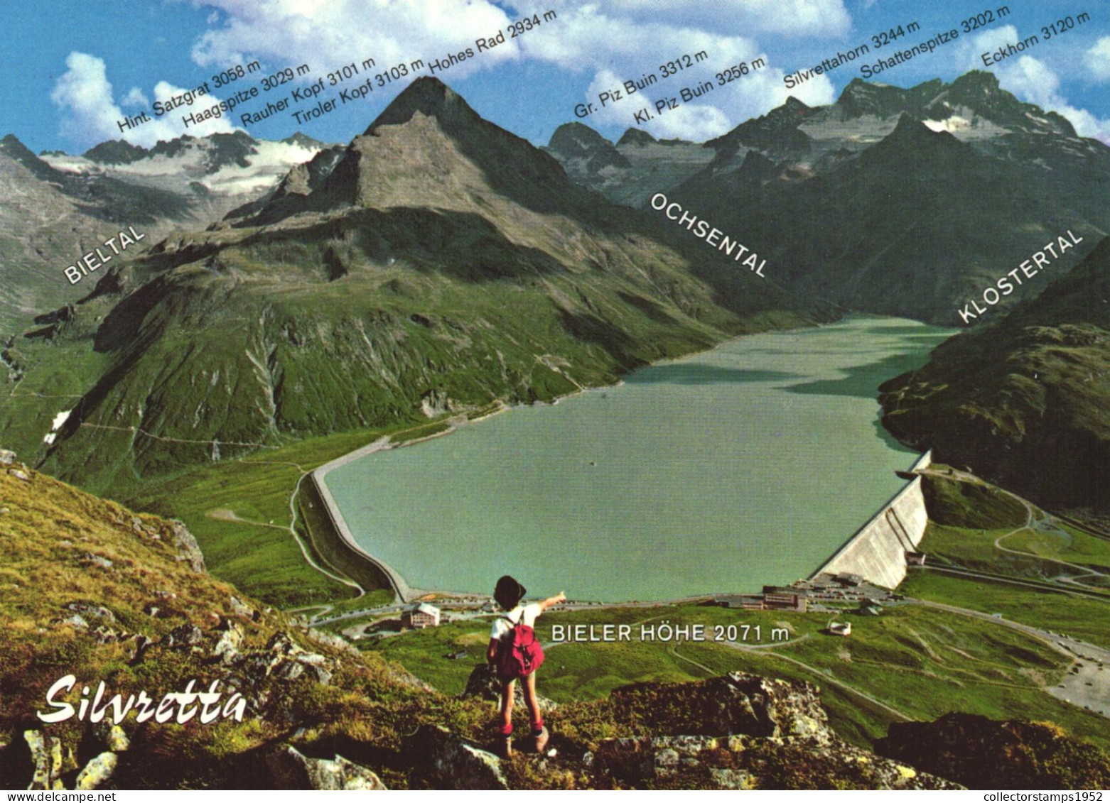 SILVRETTA RESERVOIR, MOUNTAIN, DAM, ARCHITECTURE, CHILD, AUSTRIA, POSTCARD - Autres & Non Classés