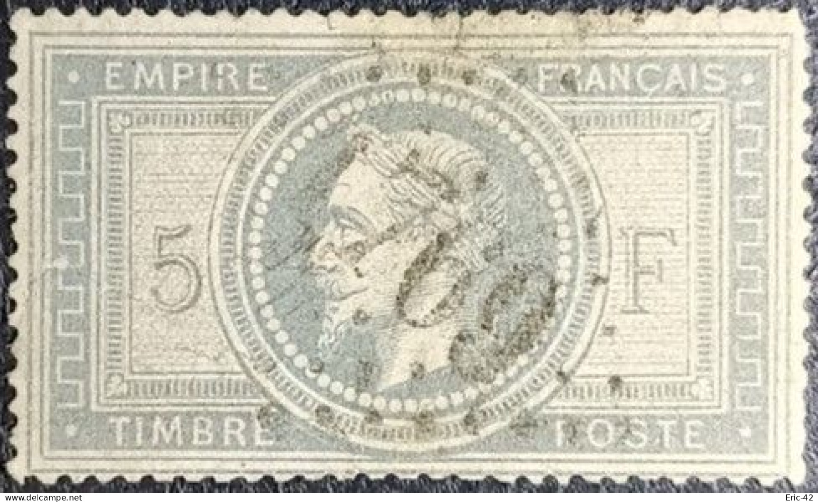 FRANCE Y&T N°33Ad Napoléon 5Fr. Gris Bleu. Oblitéré Losange C.G. N°1769 Le Havre - 1863-1870 Napoléon III Lauré