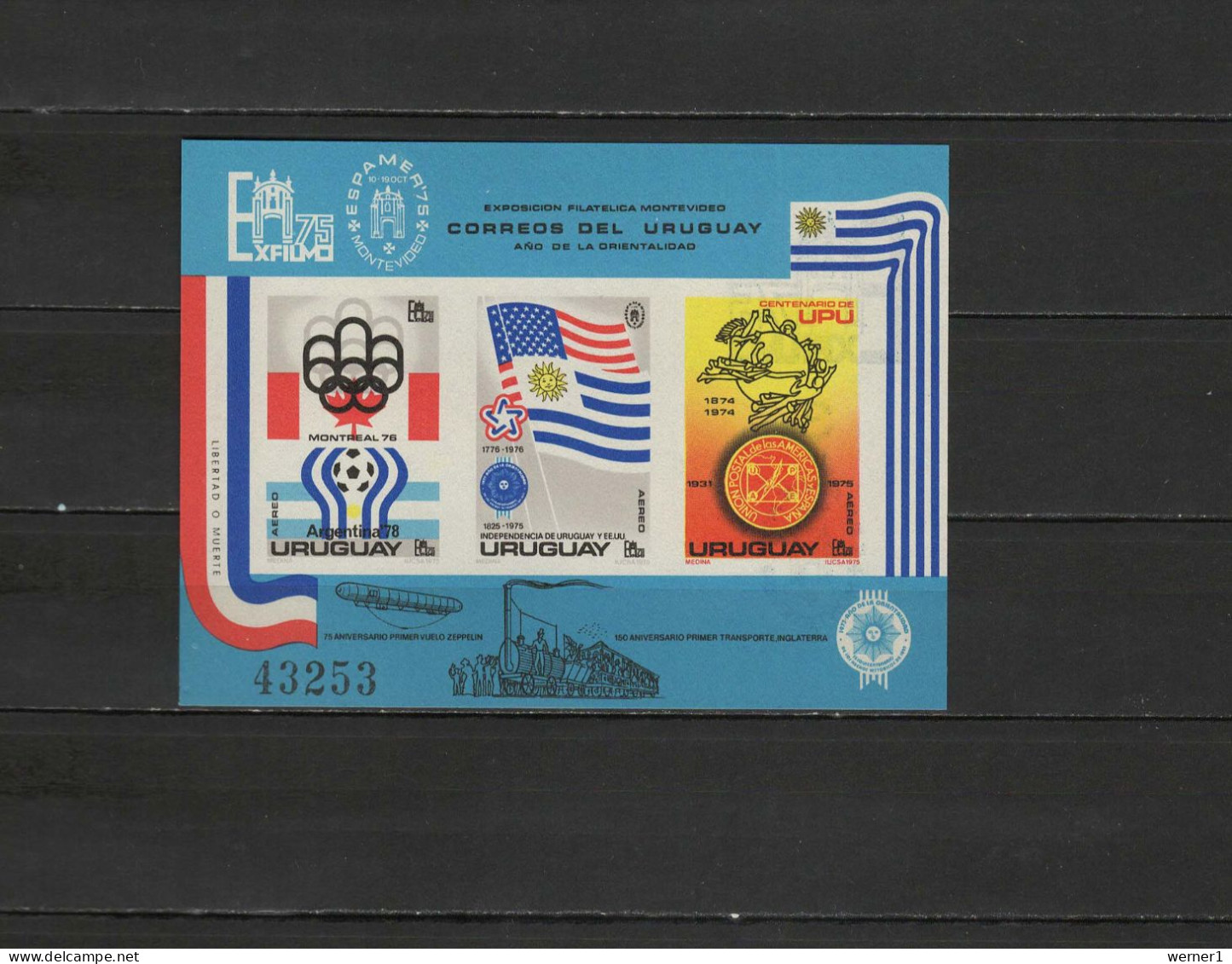 Uruguay 1975 Olympic Games Montreal / Innsbruck, Football Soccer World Cup, UPU, Zeppelin S/s Imperf. MNH - Summer 1976: Montreal
