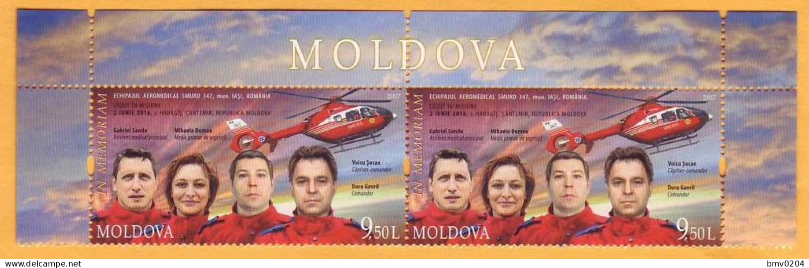 2017 Moldova Moldavie  The Crew Of The Helicopter. Romania. Christianity. Medicine. Sanitary Aviation 2v Mint - Moldawien (Moldau)