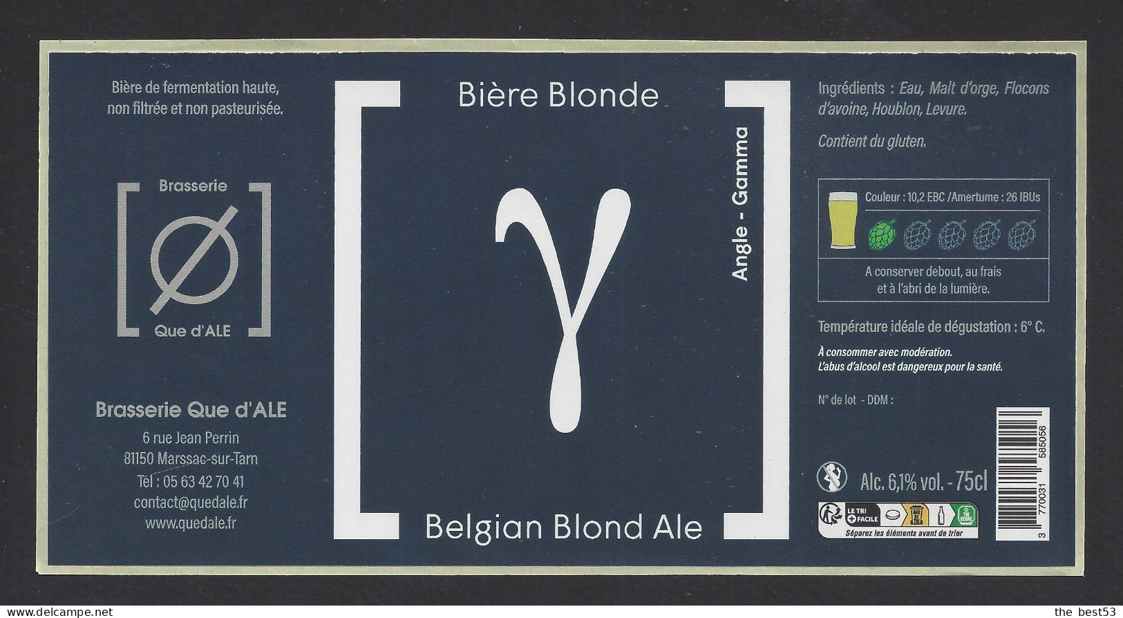 Etiquette De Bière Blonde Belgian Blond Ale   75 Cl -   Brasserie Que D'Ale  à  Marssac Sur Tarn   (81) - Bier