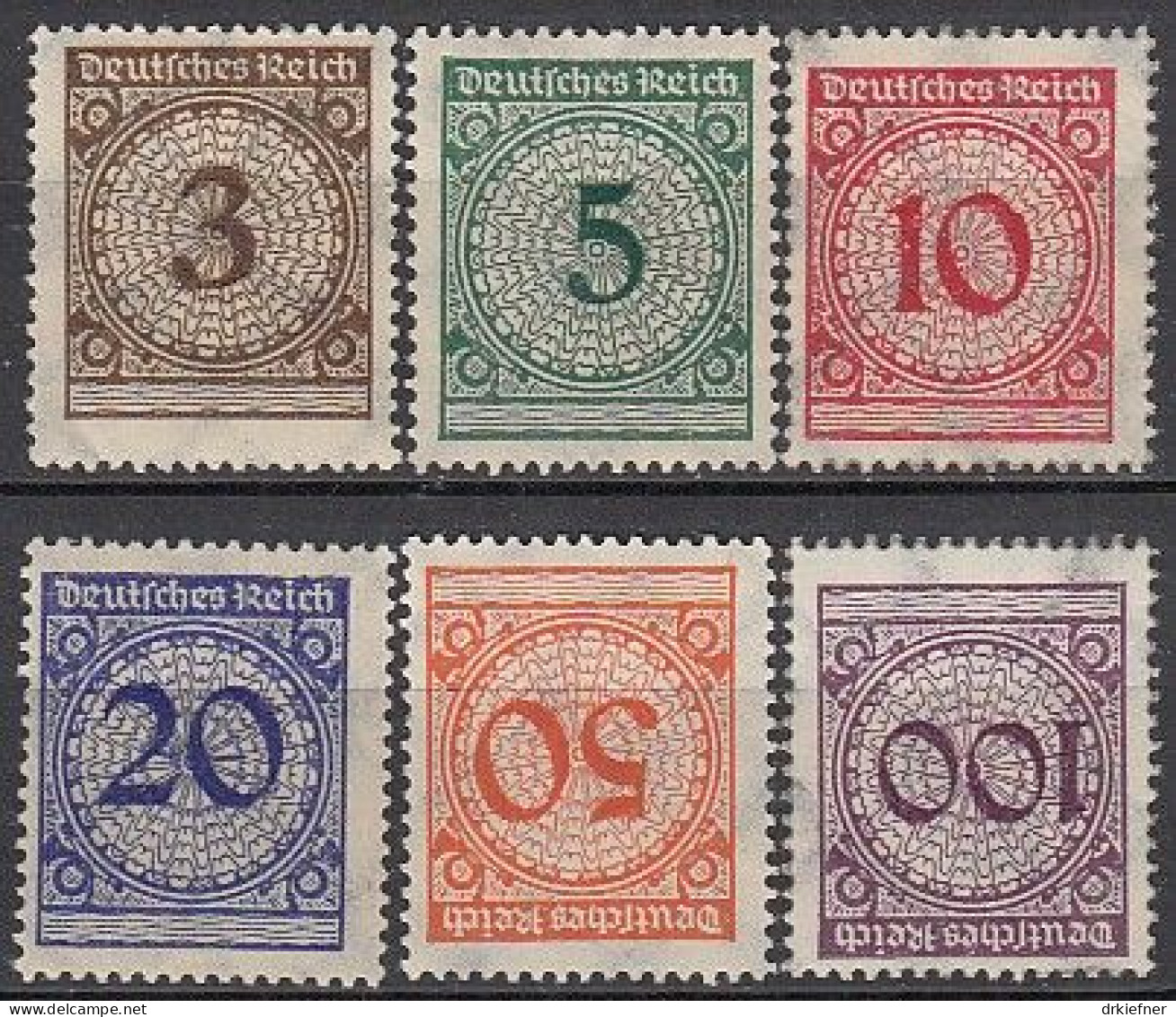 DR  338-343, Postfrisch **/*, Rosettenmuster, 1923 - Unused Stamps