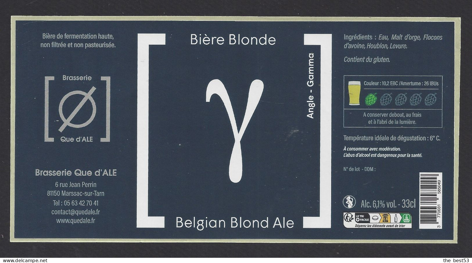 Etiquette De Bière Blonde Belgian Blond Ale   33 Cl -   Brasserie Que D'Ale  à  Marssac Sur Tarn   (81) - Bier