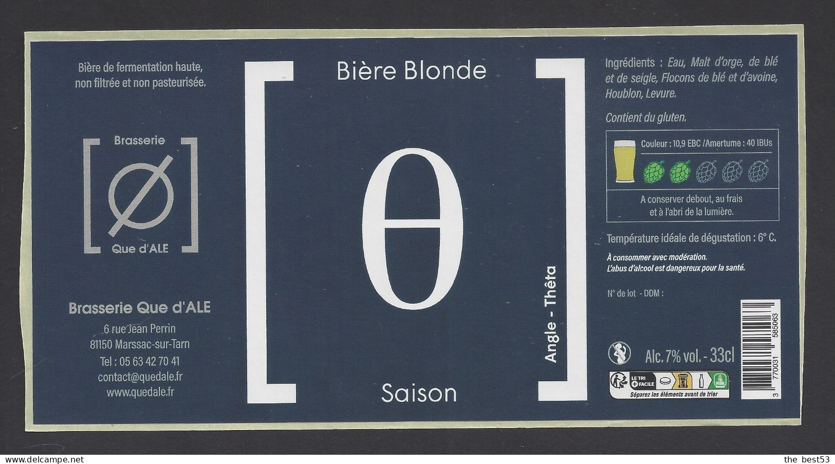 Etiquette De Bière Blonde Saison   33 Cl -   Brasserie Que D'Ale  à  Marssac Sur Tarn   (81) - Cerveza
