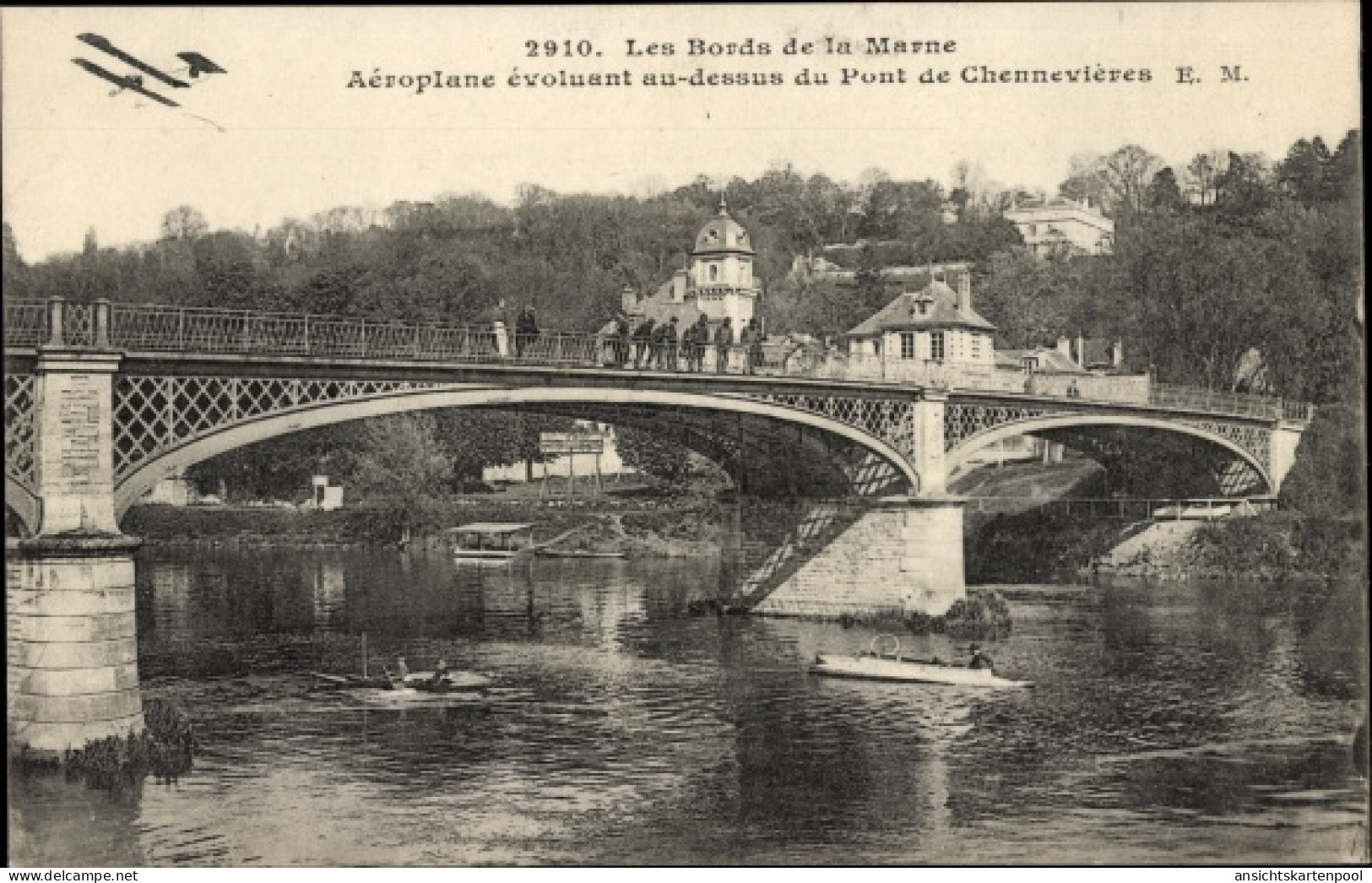 CPA Chennevières Val De Marne, Les Bords De La Marne, Aeroplane, Pont - Sonstige & Ohne Zuordnung