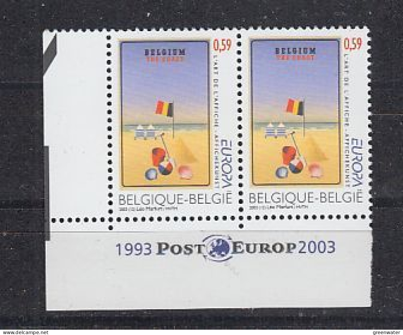 Europa Cept 2003 Belgium (pair, Posteurop In Margin) ** Mnh (59877) CRAZY PRICE - 2003