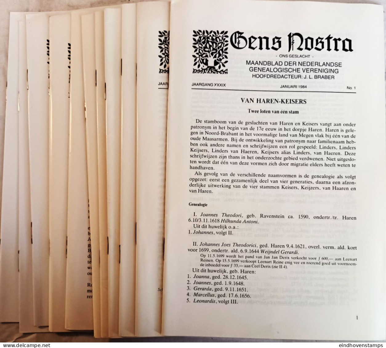 Gens Nostra 1984,Genealogische Vereniging, Jaargang 1984 Compl, Jaargang 39, 452 Pag, - Autres & Non Classés