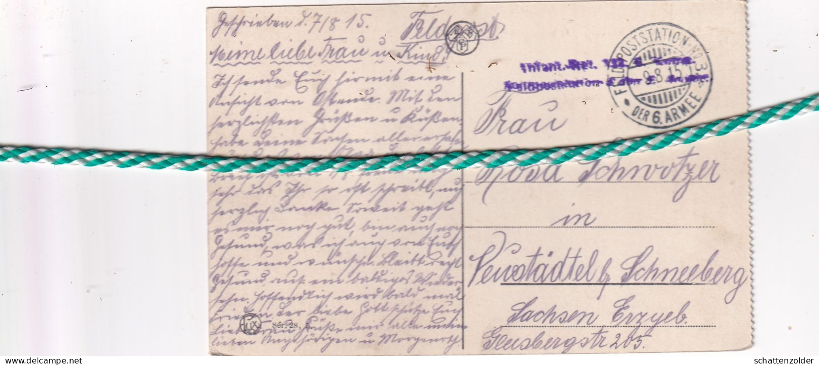 Oostende, Ostende, Vue Dans Le Parc Avec La Poste, Feldpost, Veldpost, 1915, Colorisé - Oostende