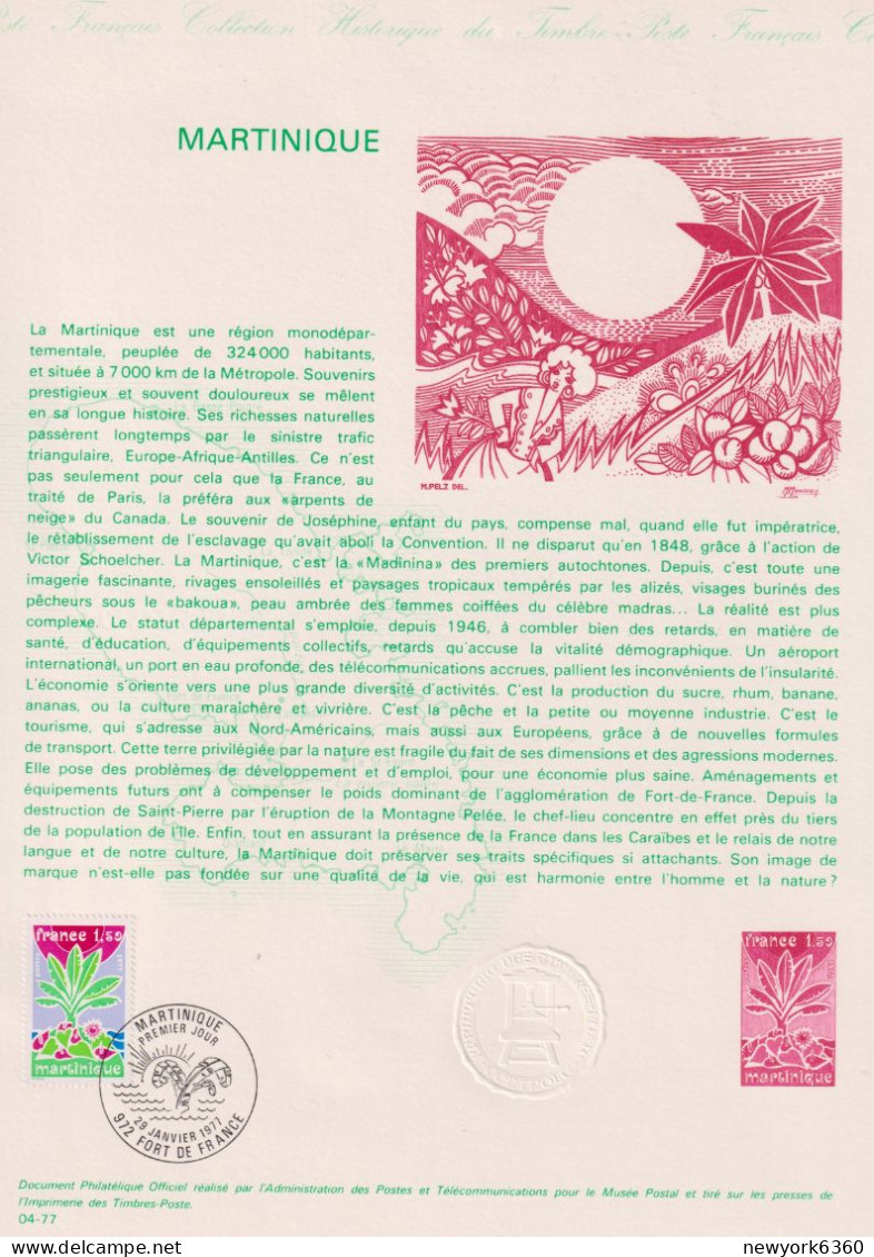 1977 FRANCE Document De La Poste Martinique N° 1915 - Documents De La Poste
