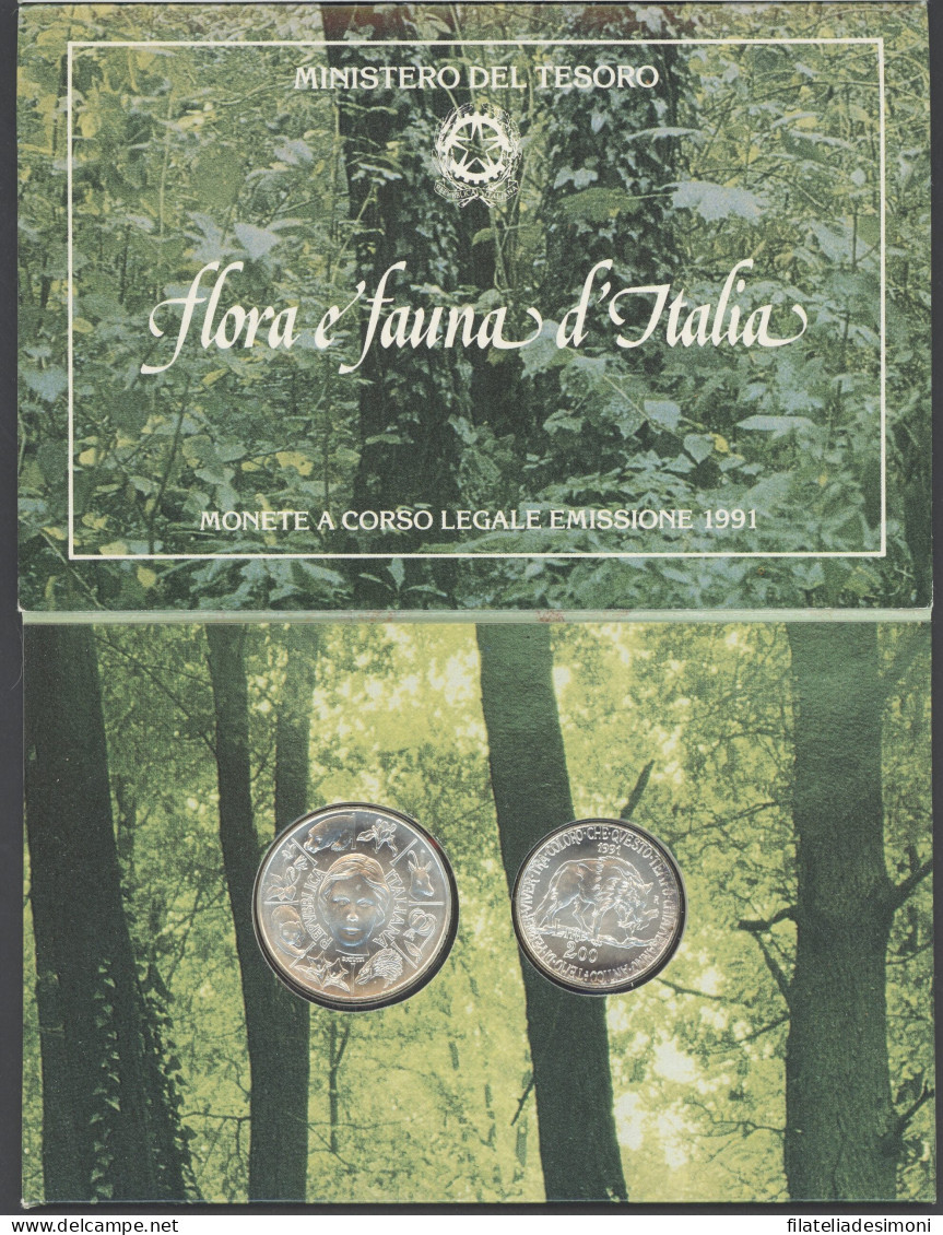 1991 Italia - Repubblica Italiana - 500 Lire + 200 Lire Commemorative Flora E Fauna - Emissione Del 1991 - Cartoncino Uf - 500 Lire
