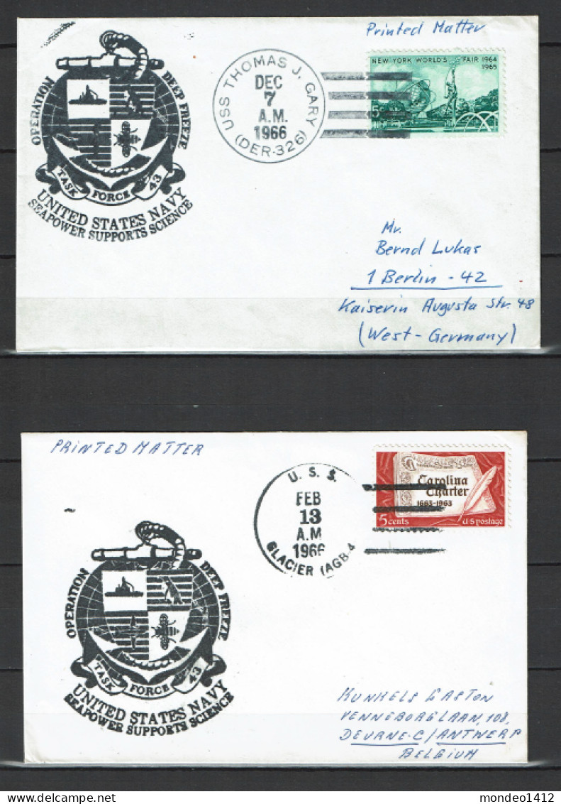 USA 1966 Operation Deep Freeze Task Force 43 - USS Thomas J Gary, Glacier AGB-4 - 2 Covers - Other & Unclassified