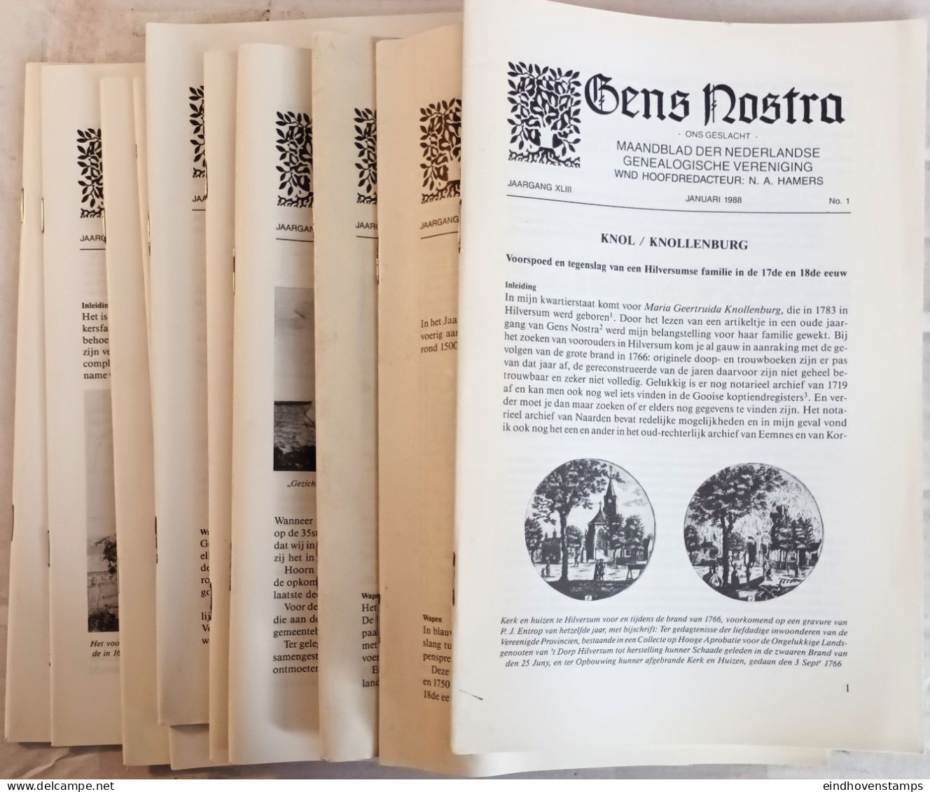 Gens Nostra 1988,Genealogische Vereniging, Jaargang 1988 Compl, Jaargang 43, 504 Pag, - Andere & Zonder Classificatie