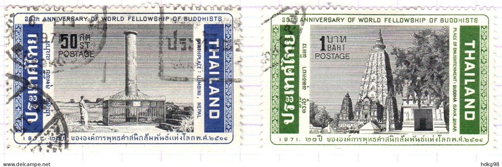 T+ Thailand 1971 Mi 597-98 Buddhisten-Weltgemeinschaft - Thaïlande