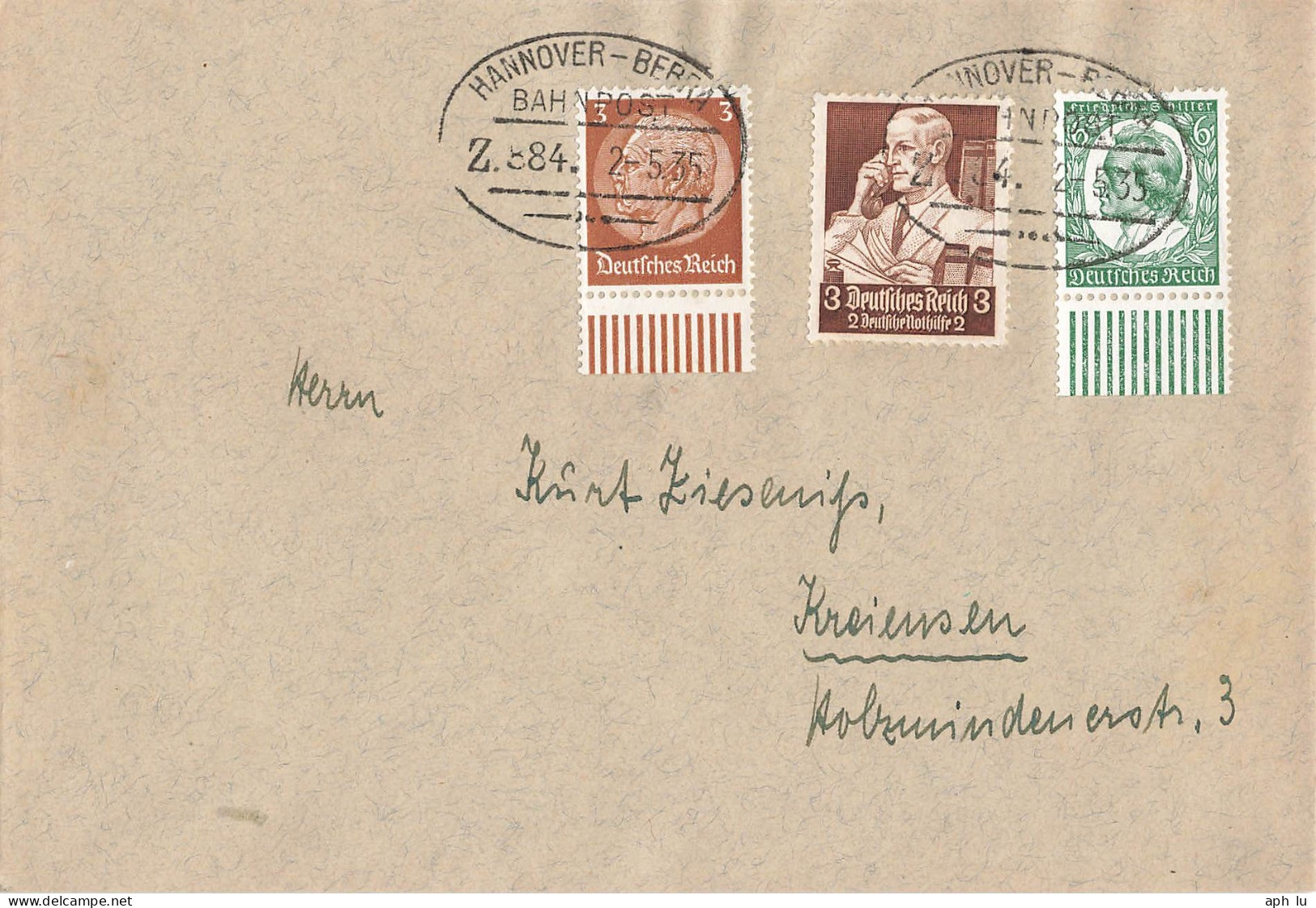 Bahnpost (Ambulant; R.P.O./T.P.O.) Hannover-Bebra (ZA2637) - Lettres & Documents