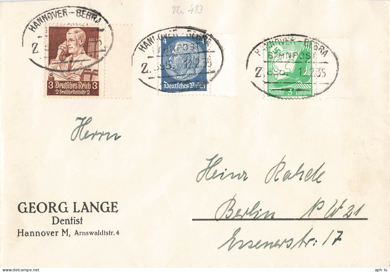 Bahnpost (Ambulant; R.P.O./T.P.O.) Hannover-Bebra (ZA2638) - Lettres & Documents