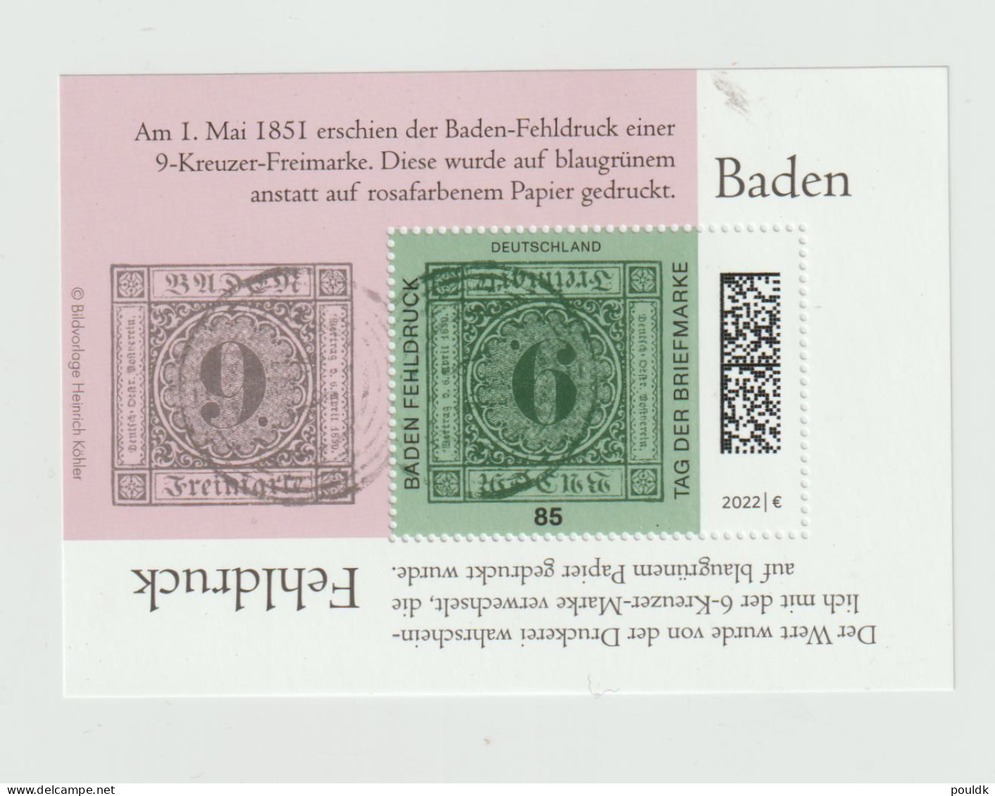 Frankatur Deutschland: 2022 Tag Der Briefmarke Souvenir Sheet X 79 Mint Pcs - Postal Value 67 Euro. Postal Weight Approx - Ungebraucht