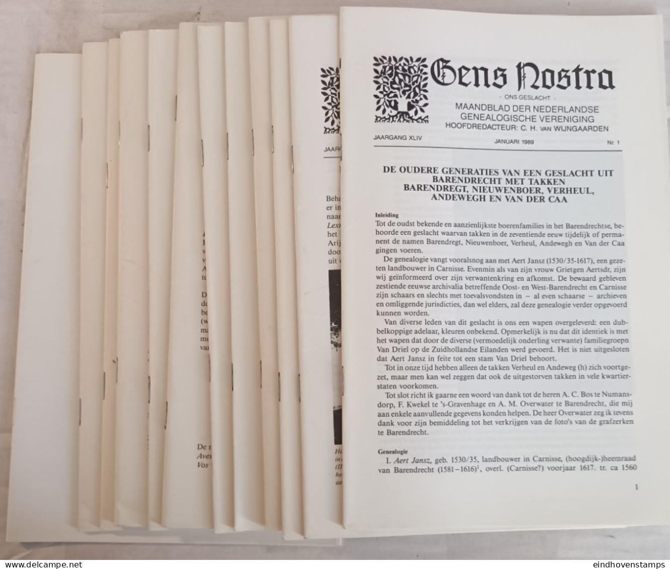 Gens Nostra 1989,Genealogische Vereniging, Jaargang 1989 Compl, Jaargang 44, 508 Pag, - Otros & Sin Clasificación