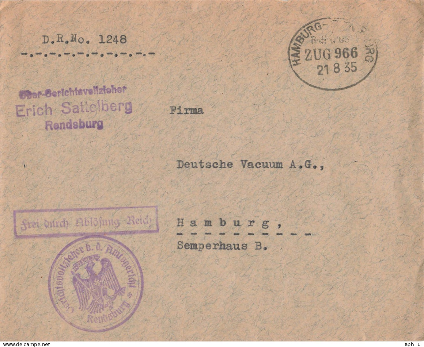 Bahnpost (Ambulant; R.P.O./T.P.O.) Hamburg-Flensburg (ZA2640) - Lettres & Documents