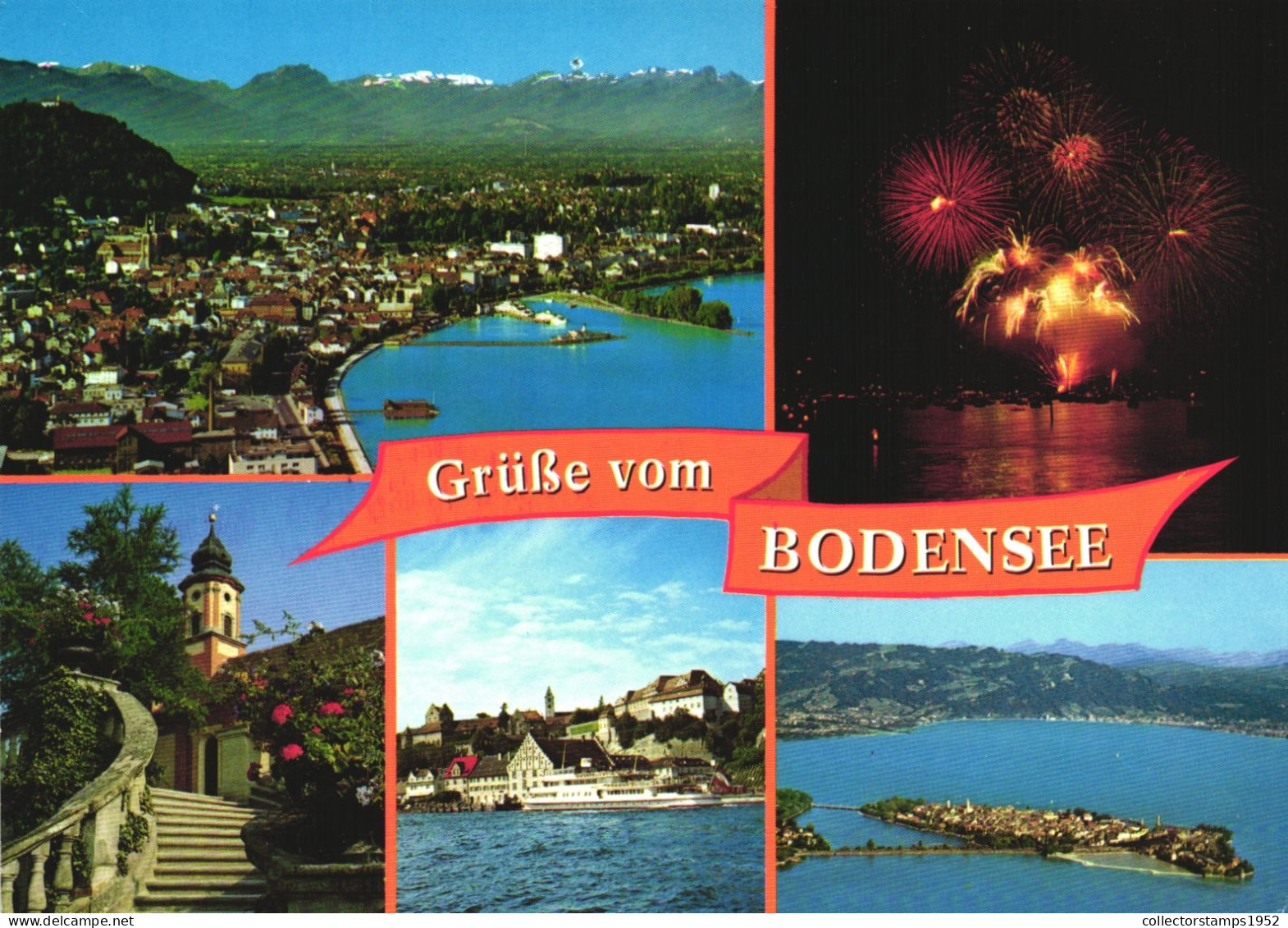 BREGENZ, VORARLBERG, BODENSEE, MULTIPLE VIEWS, ARCHITECTURE, MOUNTAIN, WIREWORKS, SHIP, ISLAND, AUSTRIA, POSTCARD - Bregenz