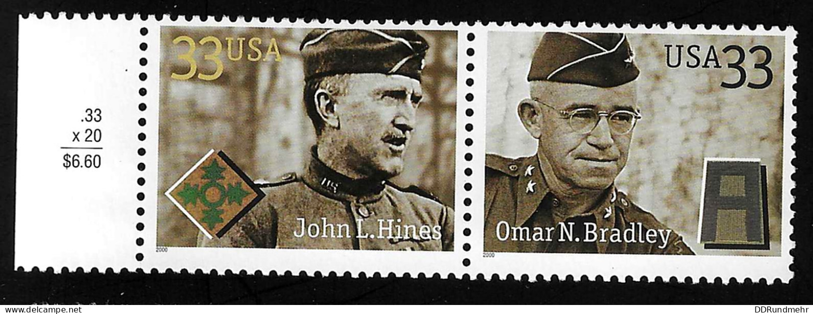 2000 Distinguished Soldiers  Michel US 3303 - 3304 Stamp Number US 3393 - 3394 Yvert Et Tellier US 3058 - 3059 Xx MNH - Unused Stamps