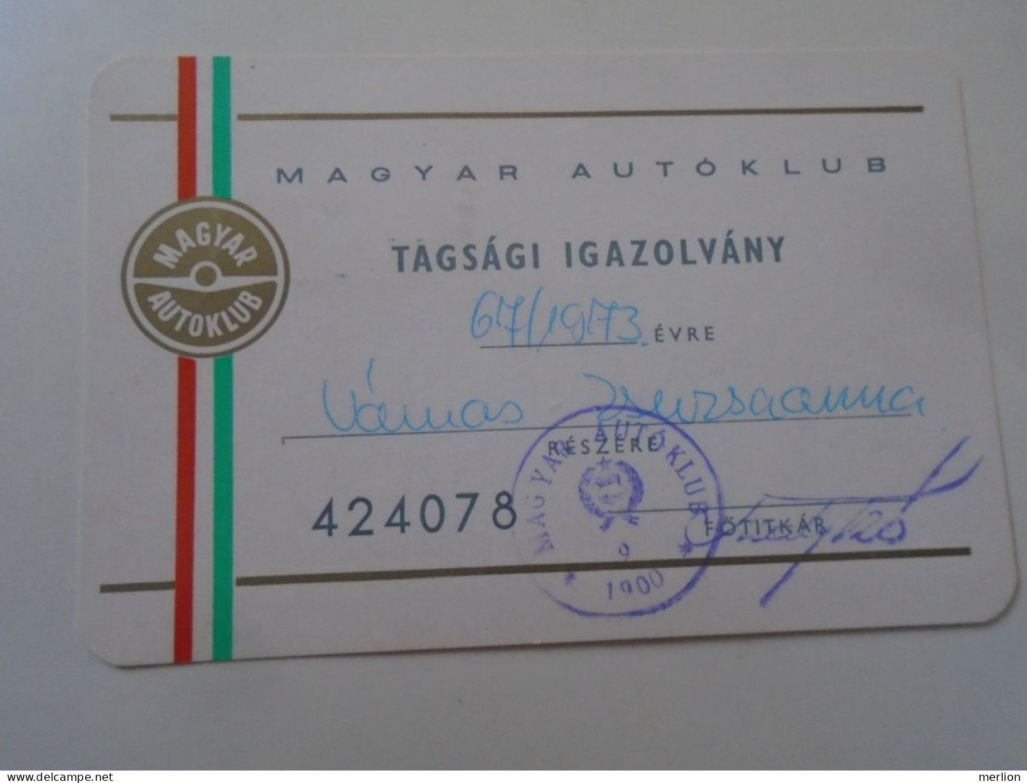 D203063   Lot Of 9 Membership Cards  Hungary  Magyar Autóklub -Hungarian Automobile Club -some With Stamps 1968-75 - Cartes De Membre