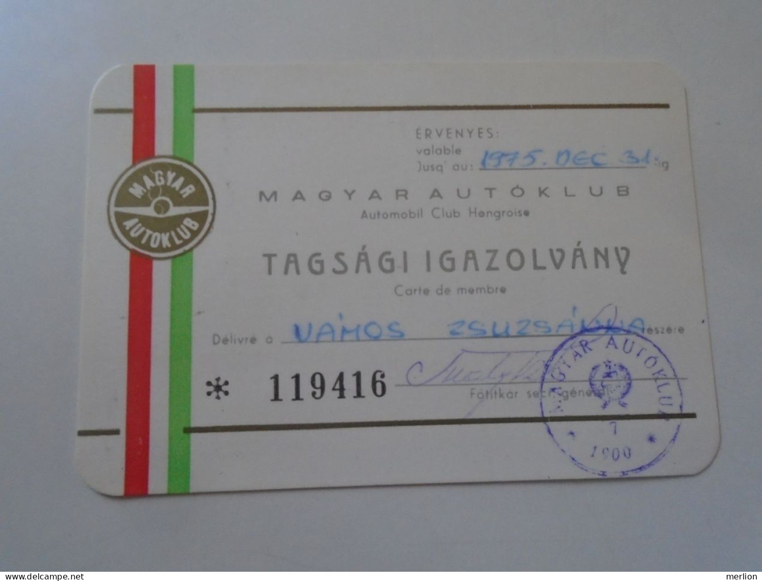 D203063   Lot of 9 membership Cards  Hungary  Magyar Autóklub -Hungarian Automobile Club -some with stamps 1968-75