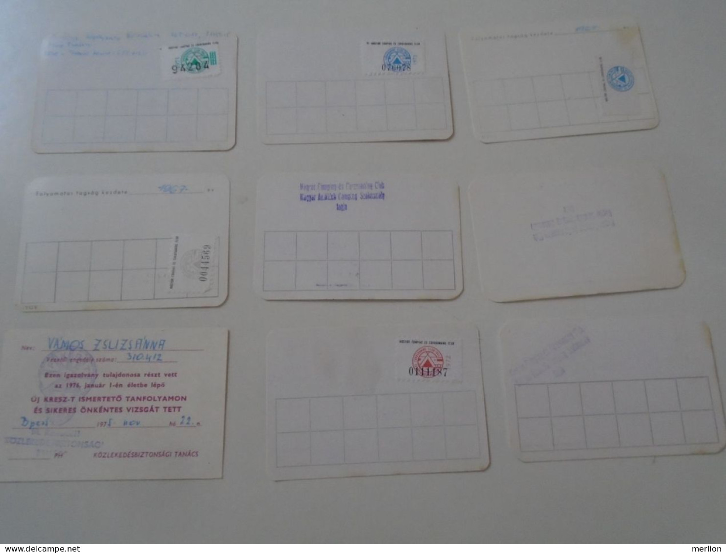 D203063   Lot of 9 membership Cards  Hungary  Magyar Autóklub -Hungarian Automobile Club -some with stamps 1968-75